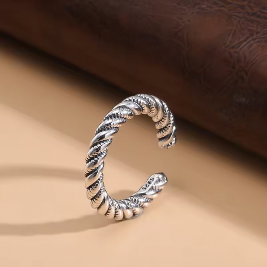 S925 Twist Rope Ring Adjustable