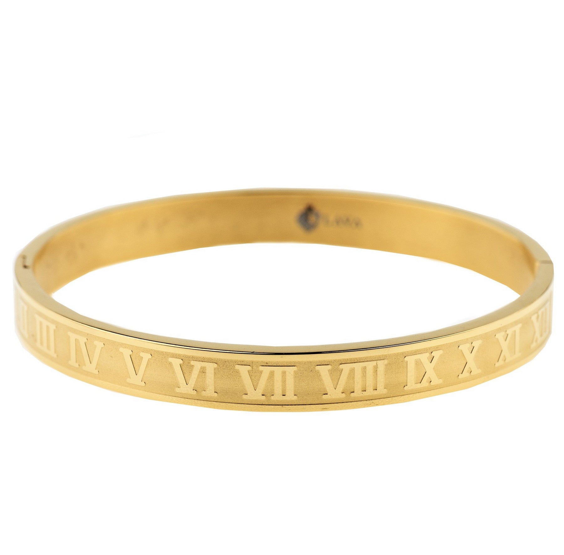 Luxury Men Women Gold Stainless Steel Roman Numeral Bangle Couple Bracelet  Gift